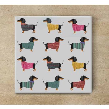 Dachshunds in sweater tile trivet Dachshunds in sweater tile trivet