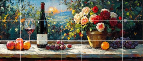 Ceramic tile mural - drink - Wine tasting table 