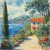 Mediterranean Tile Mural – Seaside Path with Stone House