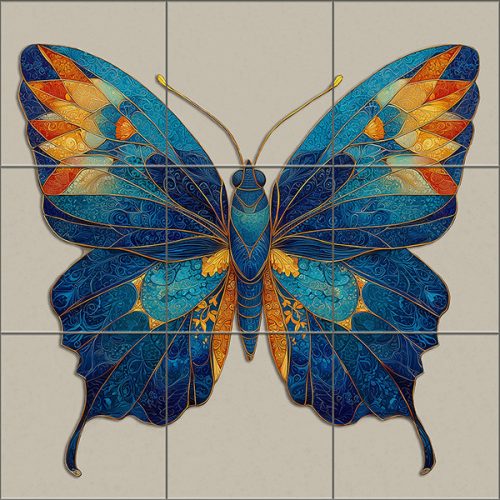 Ceramic tile mural - forget-me-not 