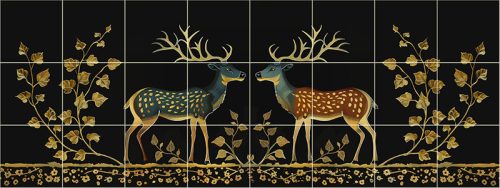 Ceramic tile mural - deers in the forest