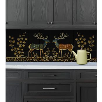 Ceramic tile mural - deers in the forest