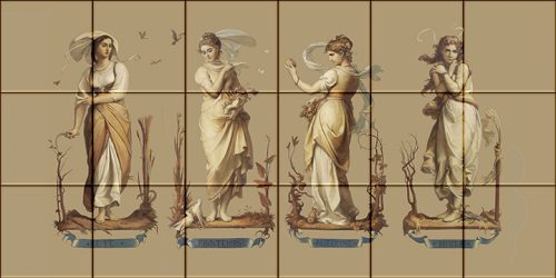 Évszakok - szecessziós mozaik csempe (120 x 60 cm)