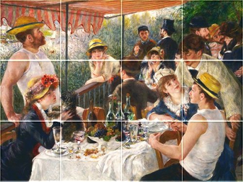 Renoir festményes csempe mozaik (Evezősök reggelije)