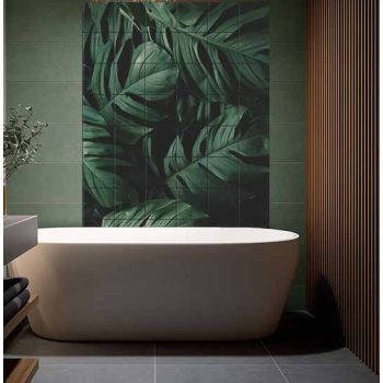 ceramic tile mural green leaf pattern with tropical leaves