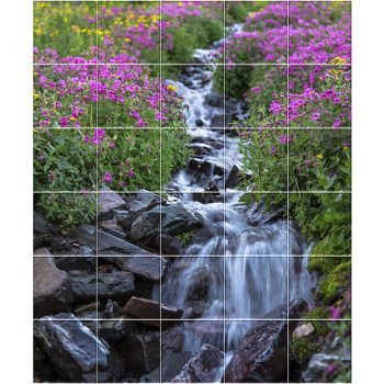 Ceramic tile mural - forest and waterfall  Ceramic tile mural - forest and waterfall