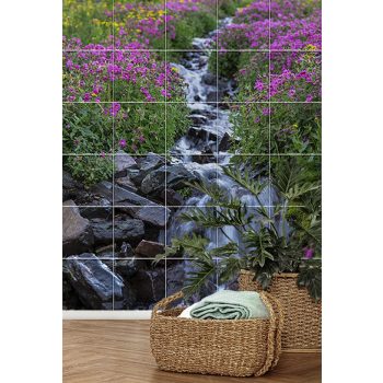 Ceramic tile mural - forest and waterfall