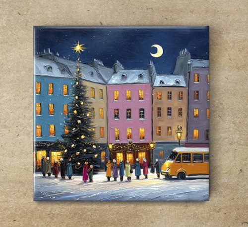 Ceramic tile mural - children playing snowball 