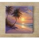 Tropical sunset with palm trees - ceramic tile trivet