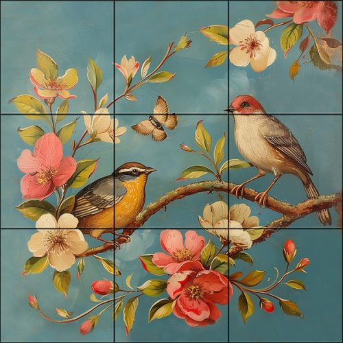 Ceramic tile mural - idyll in the garden