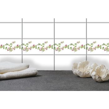 Virág és inda mintás bordűr csempe