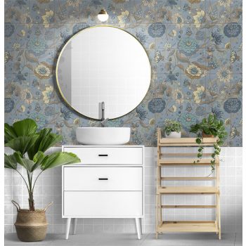 Blue garden - kék virágmintás fürdőszoba csempe