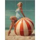Pin-up lány labdával - mozaik csempe 