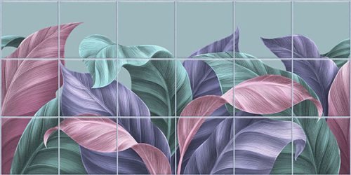 Ceramic tile mural - palm leaves