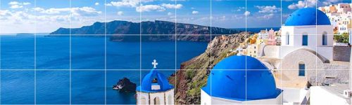 Santorini panoráma – mediterrán hangulatú csempekép