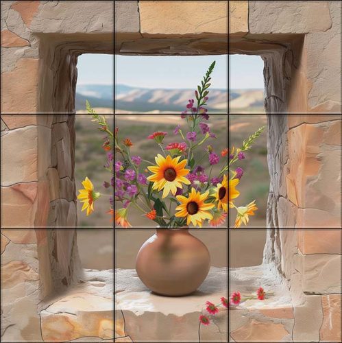 Tile mural - View at the poppy field