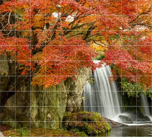 Ceramic tile mural - forest and waterfall 