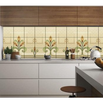 Ceramic tile mural - Art Nouveau flower pattern