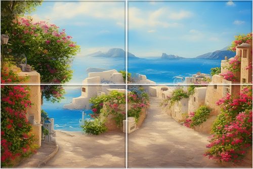 Ceramic tile mural - colorful houses 