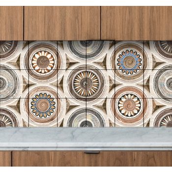 Ceramic tile mural - floral circles