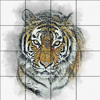 Tile mural - wildlife -tiger II.  Tile mural - wildlife -tiger II.