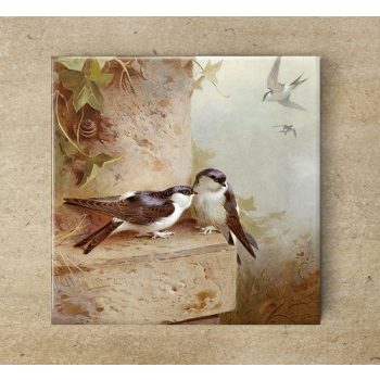 Tile trivet - birds -swallows 