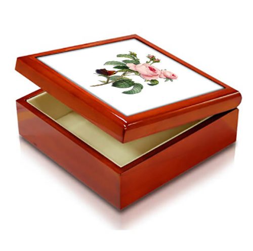 Wooden box with rose pattern