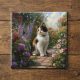 Cat in the garden - ceramic tile trivet