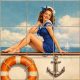 Ceramic tile mural - sailor pin up girl
