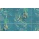 Ceramic tile mural with reeds, water plants and stylized flowing water design