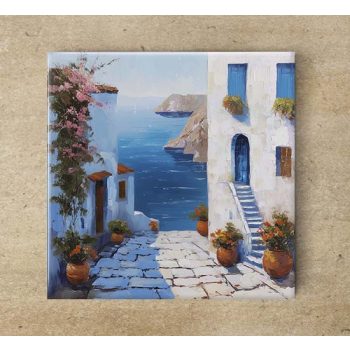 Edényalátét csempe - mediterrán utcakép