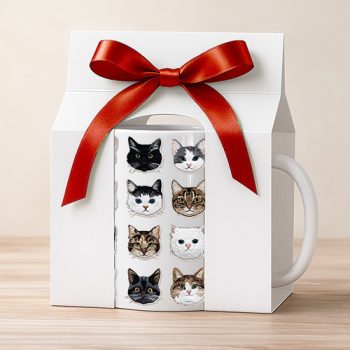 Balloon cat mug in gift box