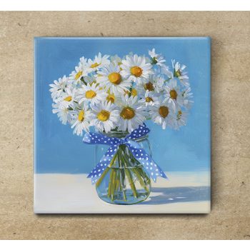White Daisy - ceramic tile trivet