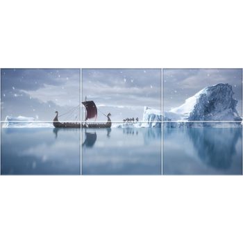 Ceramic tile mural -   ship  Van Gogh style (120x80 cm)  Ceramic tile mural -   ship  Van Gogh style (120x80 cm)