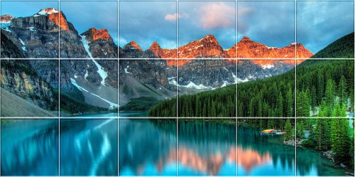 Csempekép mozaik - tó és hegyek