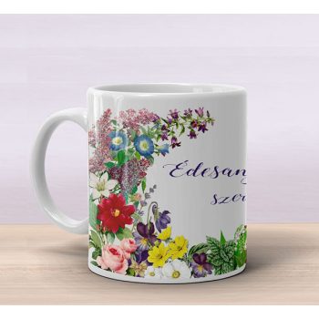 Unique personalized name mug with flower decoration 