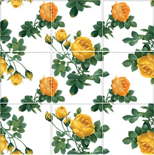Floral tile mural - Vintage yellow roses
