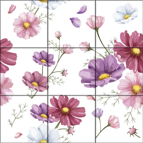 Floral tile mural - Anemone