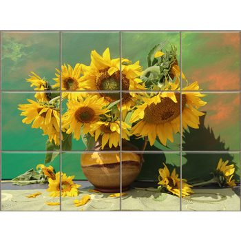 Napraforgós váza dekorcsempe csempekép