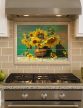 Sunflowers in vase ceramic tile mural still life