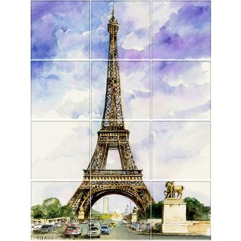 Tile mural - building - Eiffel Tower Tile mural - building - Eiffel Tower