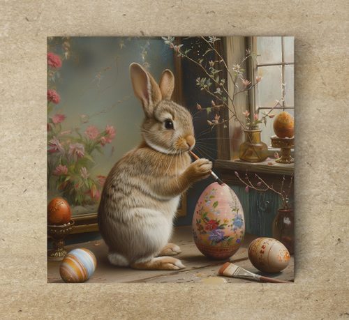 Easter egg painter rabbit - tile trivet