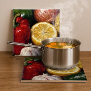 Vegetables ceramic tile trivet 