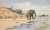 Herd of elephants by river – African ceramic tile mural decor tile