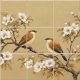 Ceramic tile mural - finches on the cherry tree