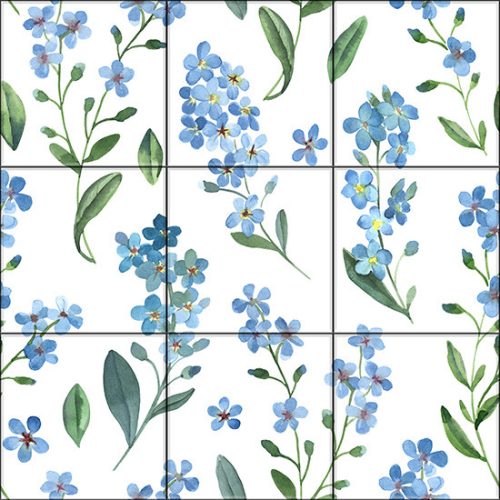 Ceramic tile mural - forgetmenot flowers