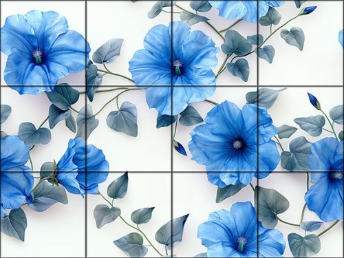 Blue garden - kék virágmintás csempe