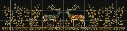 Ceramic tile mural - deers in the forest