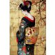 Ceramic tile mural - sakura blossoms and japanese woman