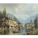 Ceramic tile mural - an alpine town in spring